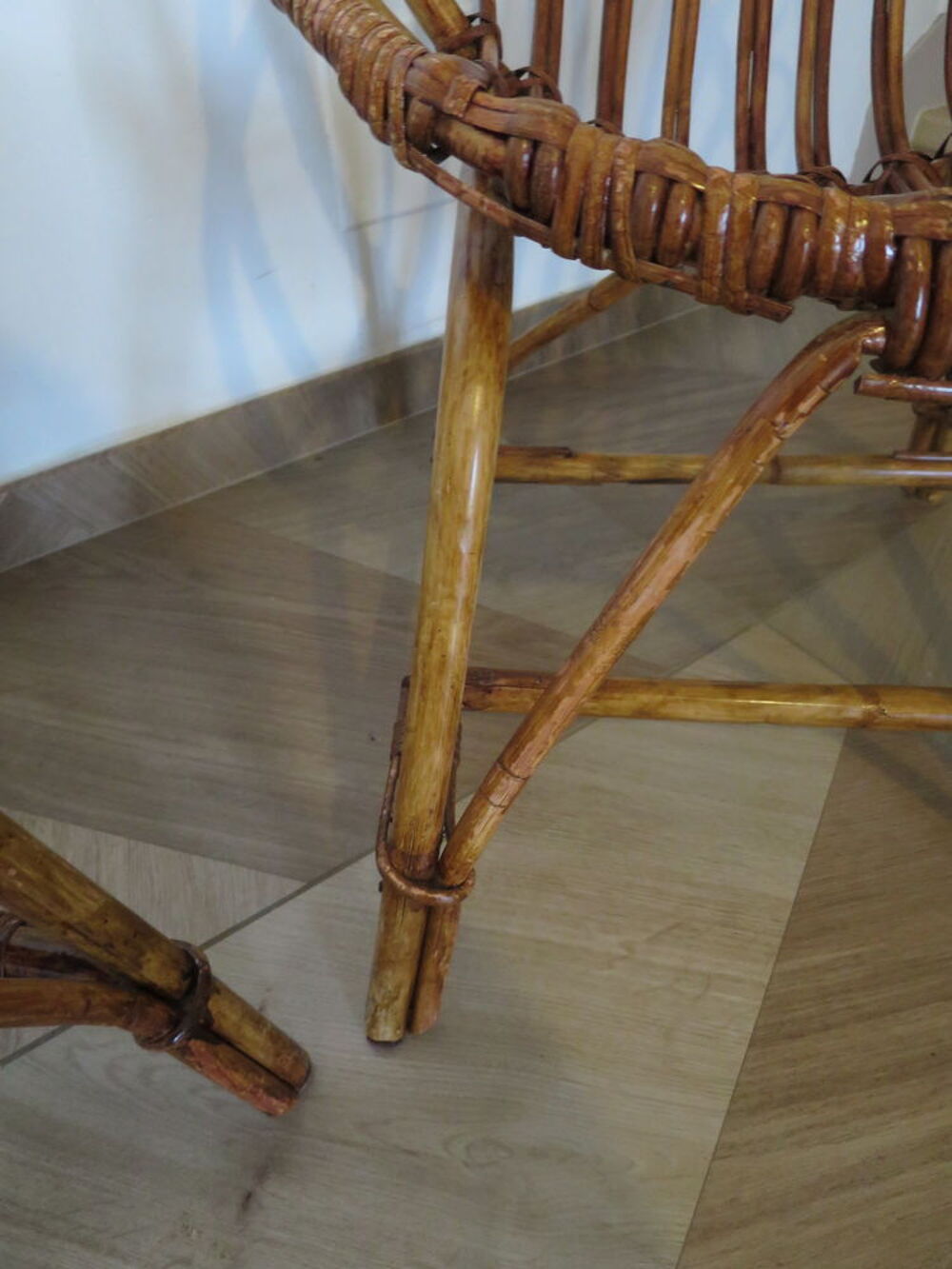 Vintage - Lot de 2 fauteuils en rotin-style boh&egrave;me -ann&eacute;es80 Meubles