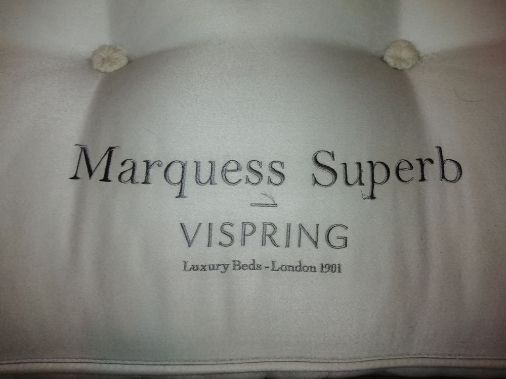 Lit Vispring Marquess Superb bleu nuit satin 180x200 Meubles