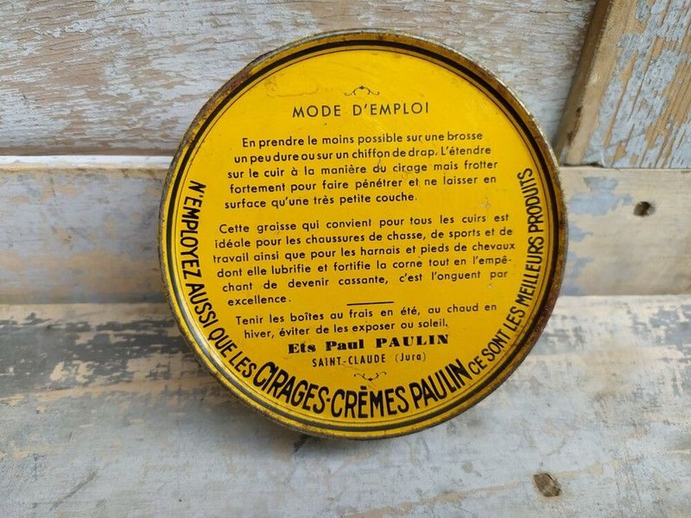 Ancienne Boite Publicitaire Cirage Paulin 125gr 