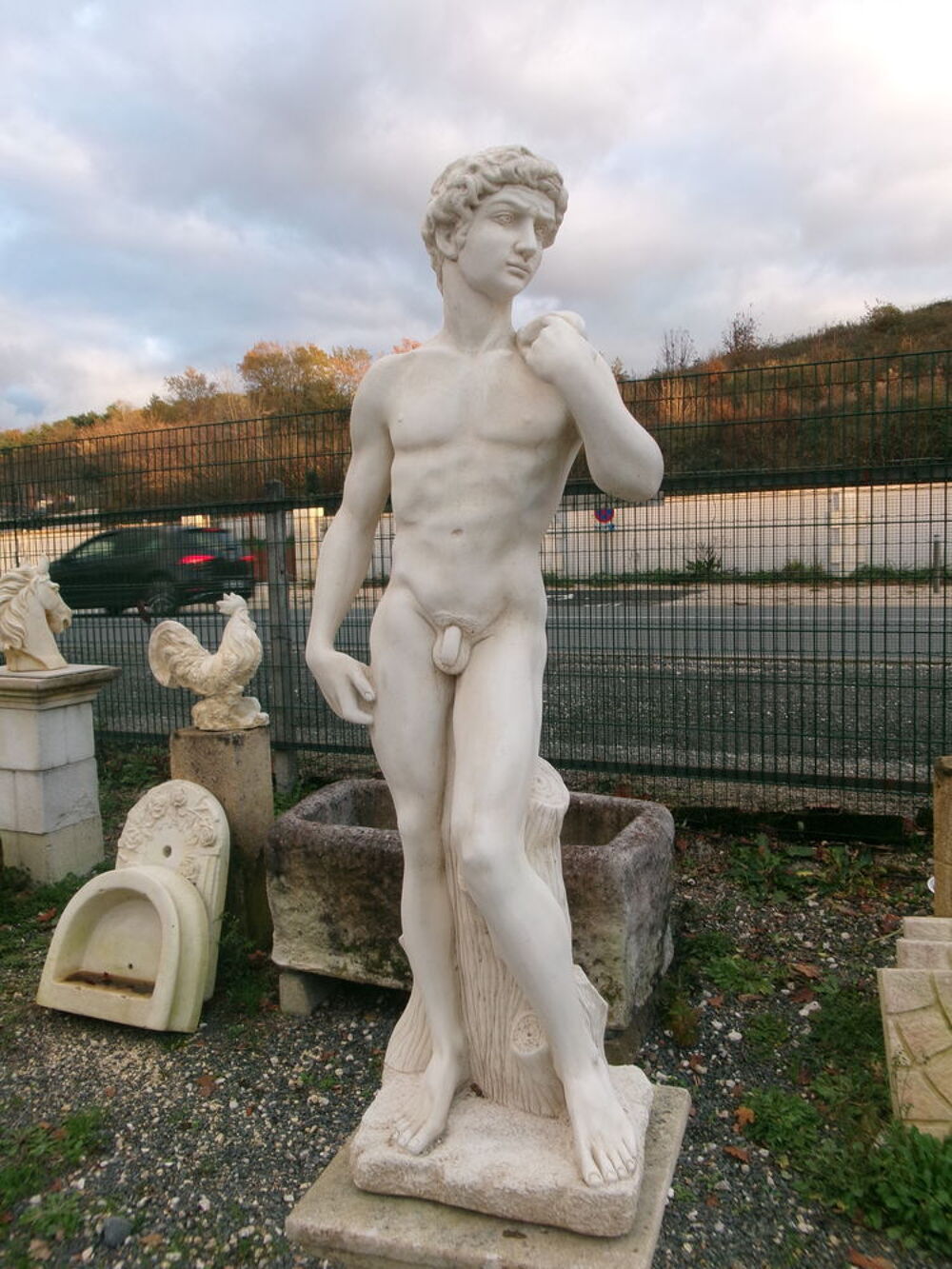 Statue homme David en pierre reconstitu&eacute;e Décoration