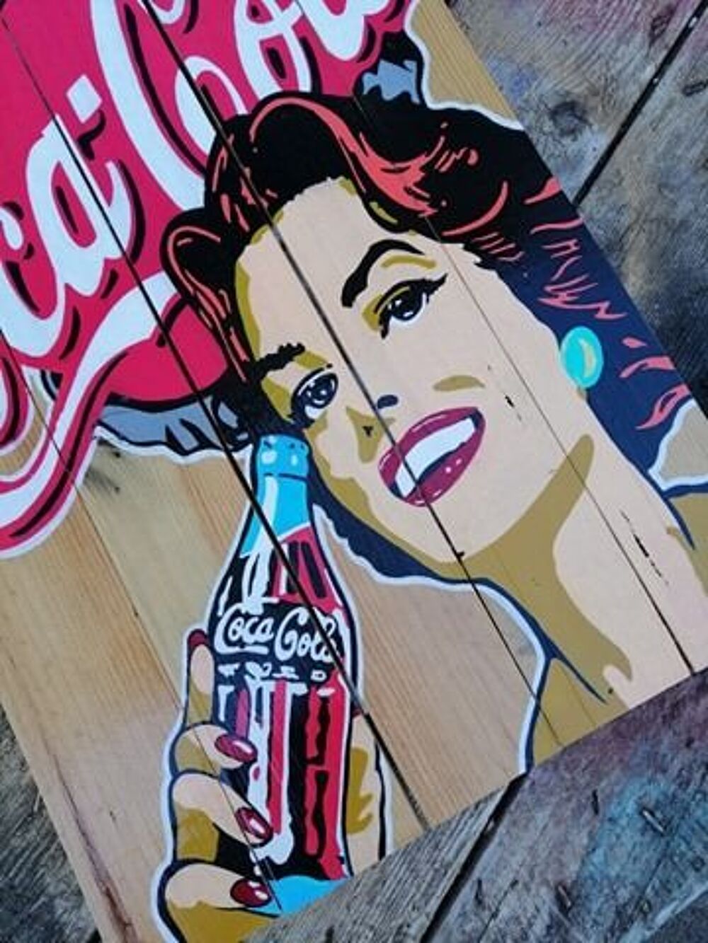 Tableau bois Vintage Coca-Cola Décoration