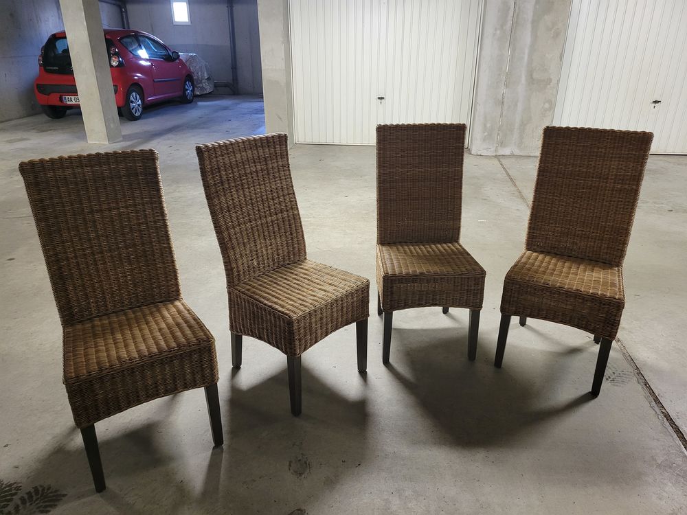 4 chaises en osier &agrave; d&eacute;battre (excellent &eacute;tat) Meubles