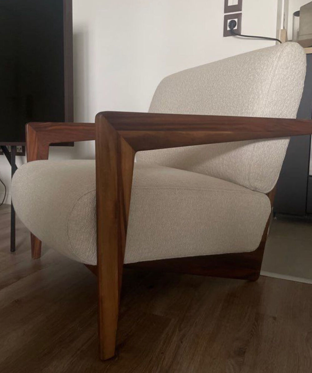 fauteuil izag noyer et bouclette Meubles