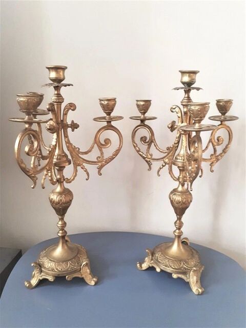 2 trs beaux chandeliers candlabres bougeoirs bronze 190 Toulon (83)