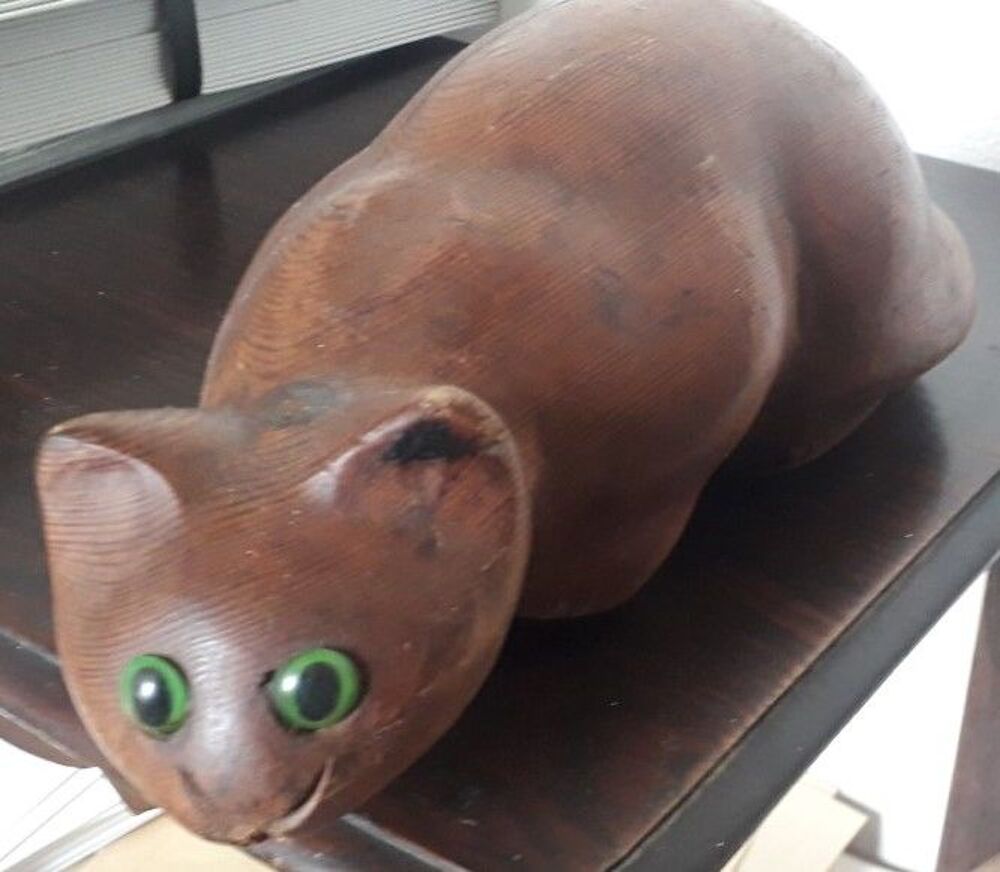 Chat en Bois (Longueur : 30 cm / Largeur : 15 cm / Ht: 12 cm Décoration