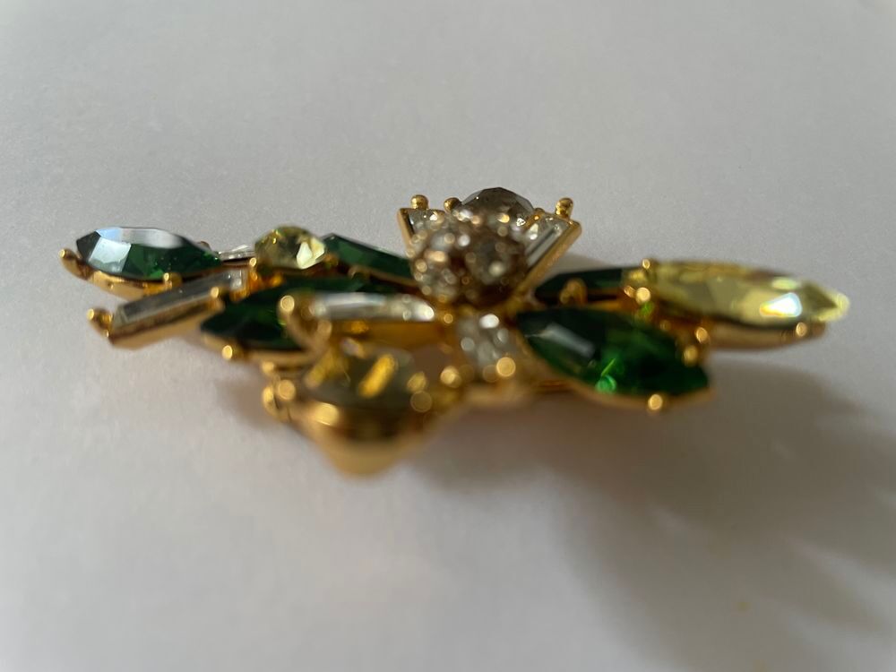 Broche Croix strass vert Crystal Christian LACROIX Bijoux et montres