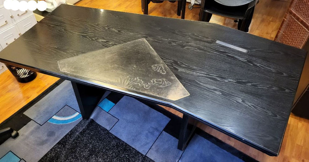grand bureau design ann&eacute;es 80 bois laqu&eacute; noir Meubles