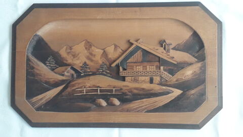  Tableau en bois sculpt�
Chalets montagnards
sign� CLEAL 25 Salon-de-Provence (13)