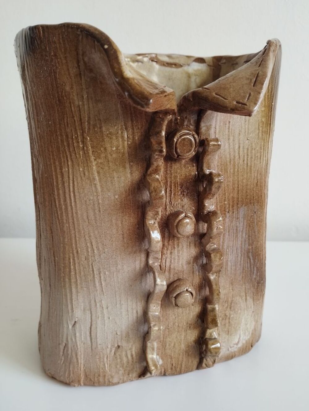 Vase en c&eacute;ramique printanier marron Décoration