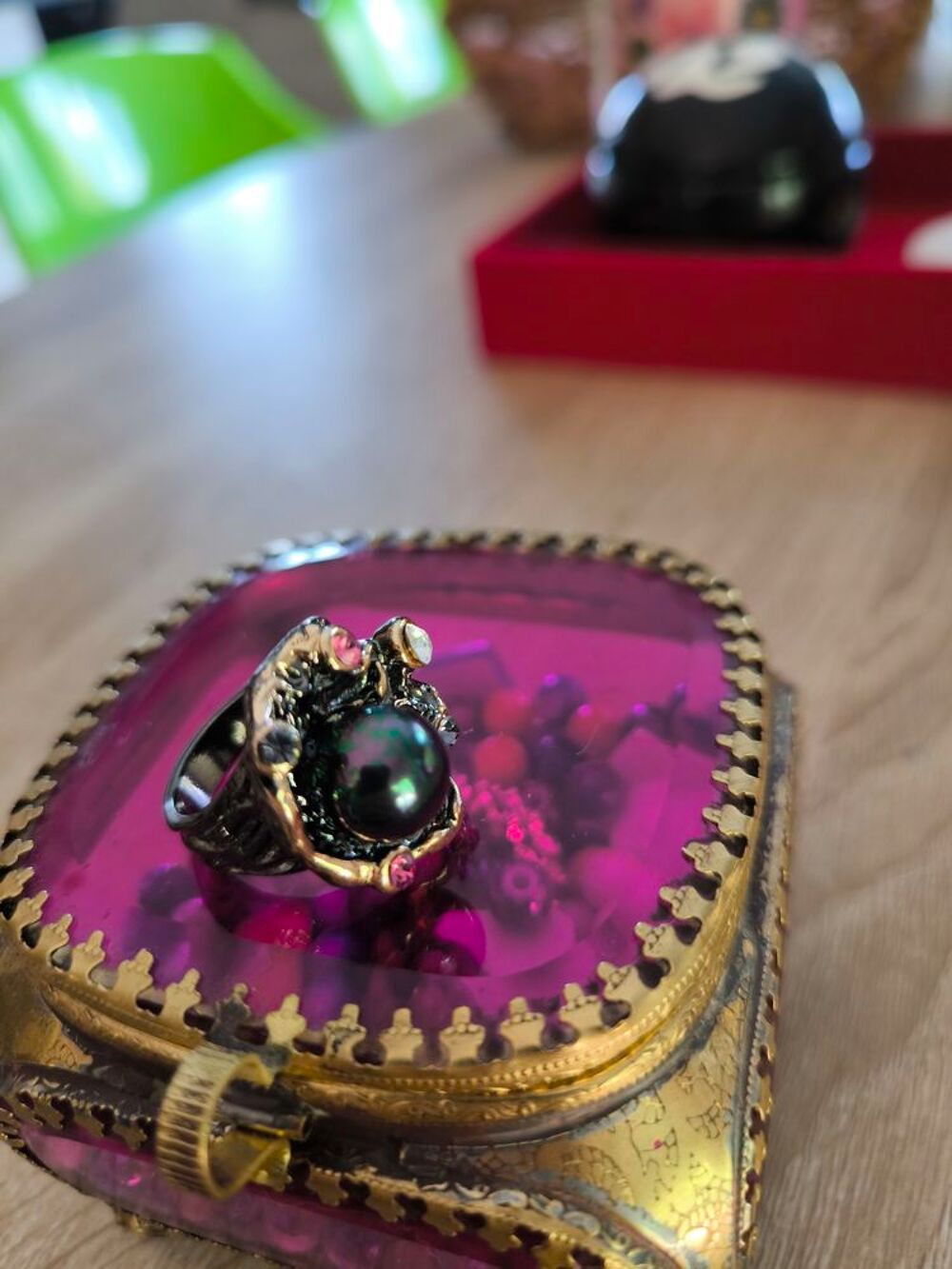 Bague perle v&eacute;ritable bronze et plaqu&eacute; or jaune Bijoux et montres