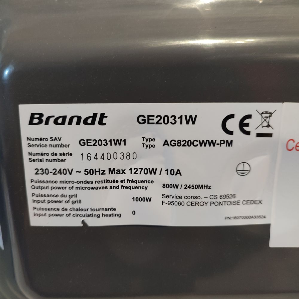 Brandt Four a Micro-Onde et Grill 20 Litres 800W facile Electroménager
