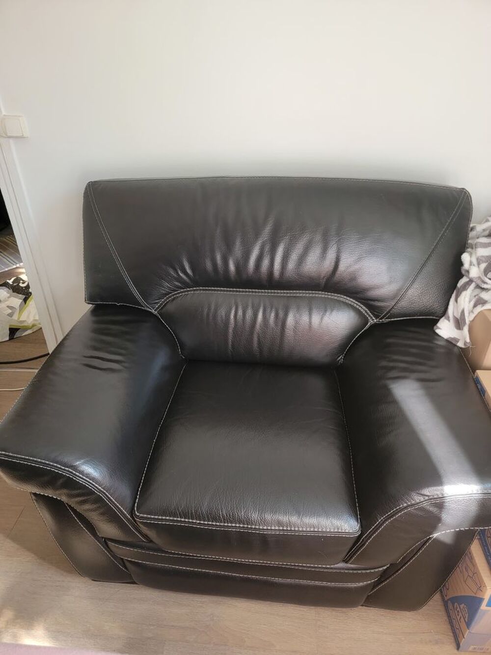 Salon cuir noir Meubles