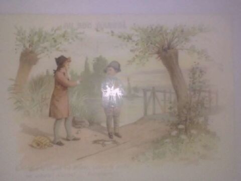 Chromo Au bon march� Paris P�che Chasse Amende Enfants Lac 6 8 N�rac (47)