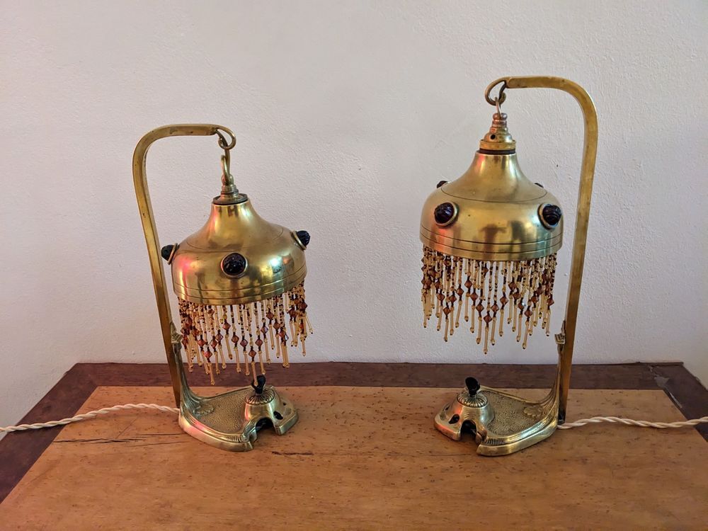 PAIRE DE 2 Tr&egrave;s rares lampes art d&eacute;co &eacute;lectrique 1900 art no Décoration