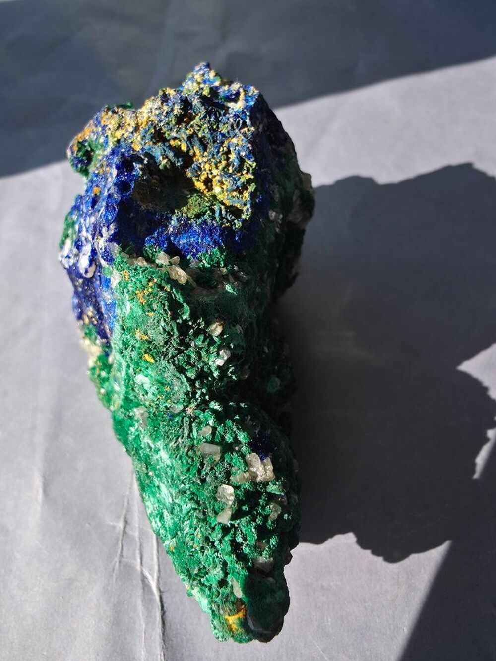 Min&eacute;ral Azurite, Malachite Fibreuse &amp; Quartz-Katanga 229g 