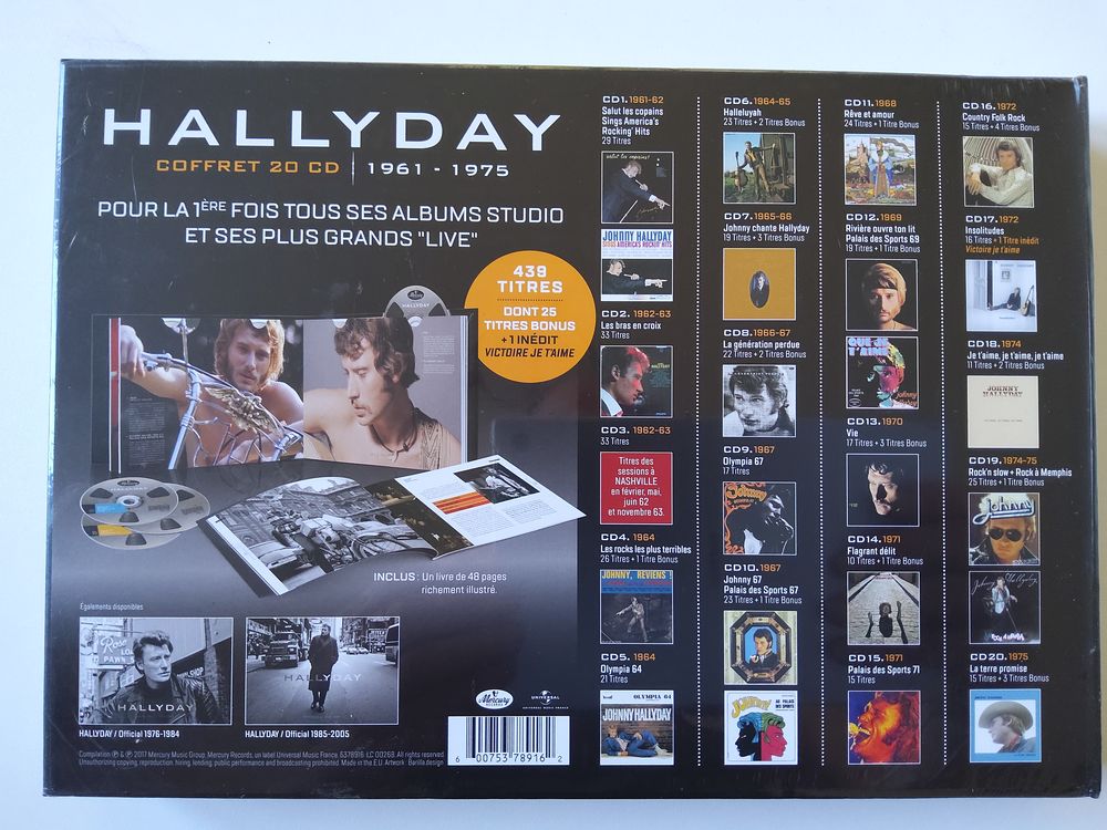 JOHNNY HALLYDAY coffret neuf 1961-1975 CD et vinyles