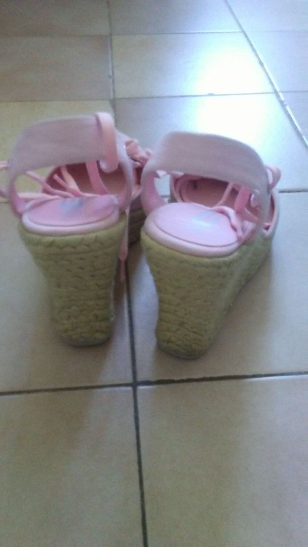 Sandales toiles roses compens&eacute;es T39 Chaussures