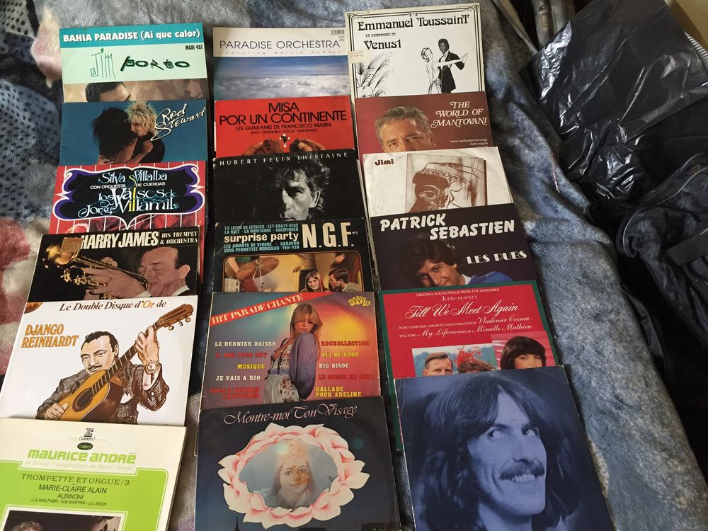 lot de vinyles 33 tours vari&eacute;s CD et vinyles