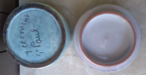 Bonbonni�re boite c�ramique �maill�e 1960 Sign� Y. Cl�ment 40 Roquefort-les-Pins (06)