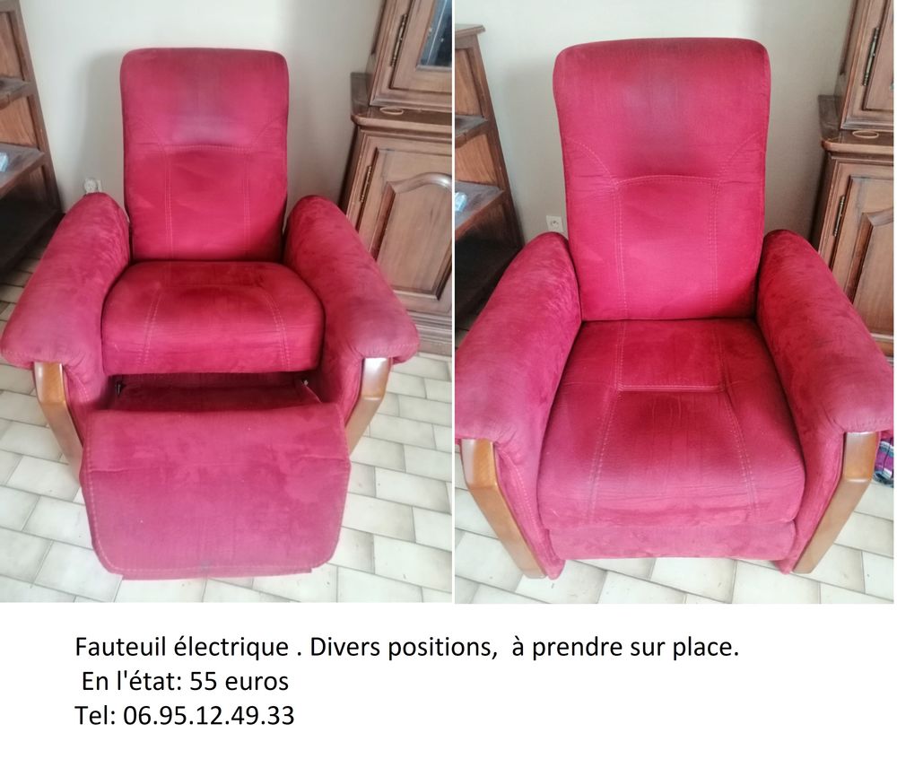 Fauteuil &eacute;lectrique. Position assise et sur&eacute;lev&eacute;es. Meubles