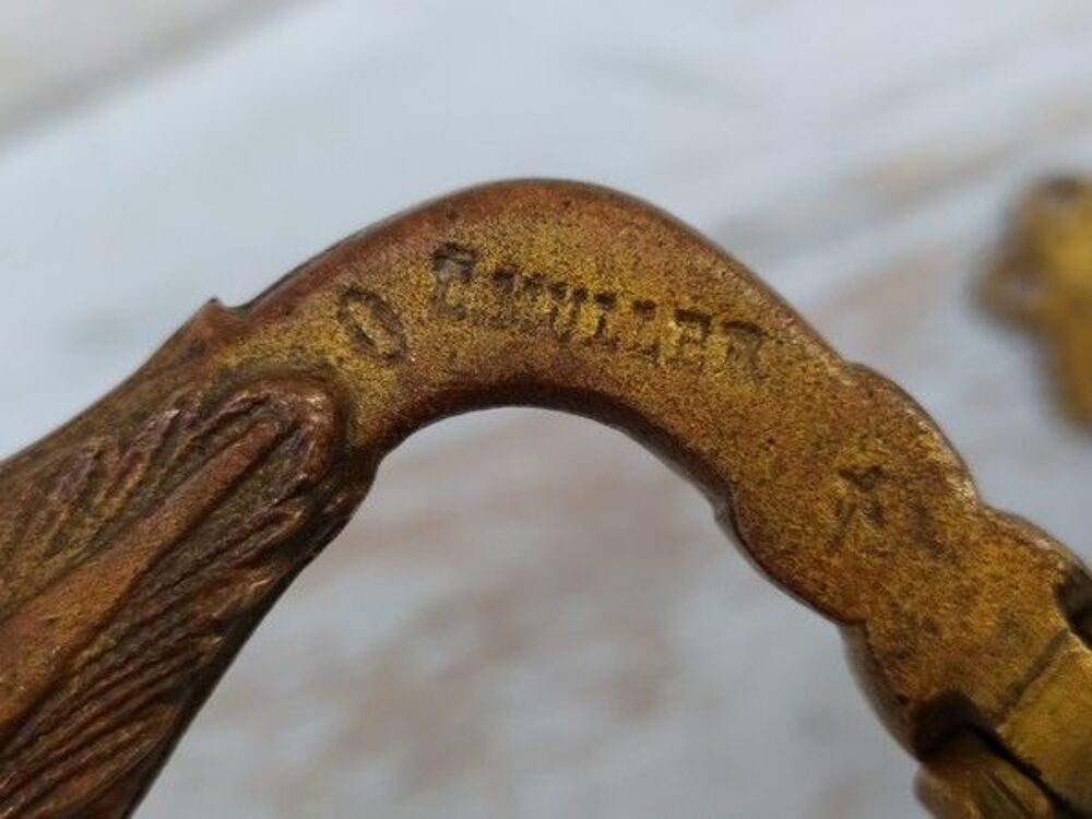Anciennes Poign&eacute;es Meuble Piano Bronze Sign&eacute; Muller 