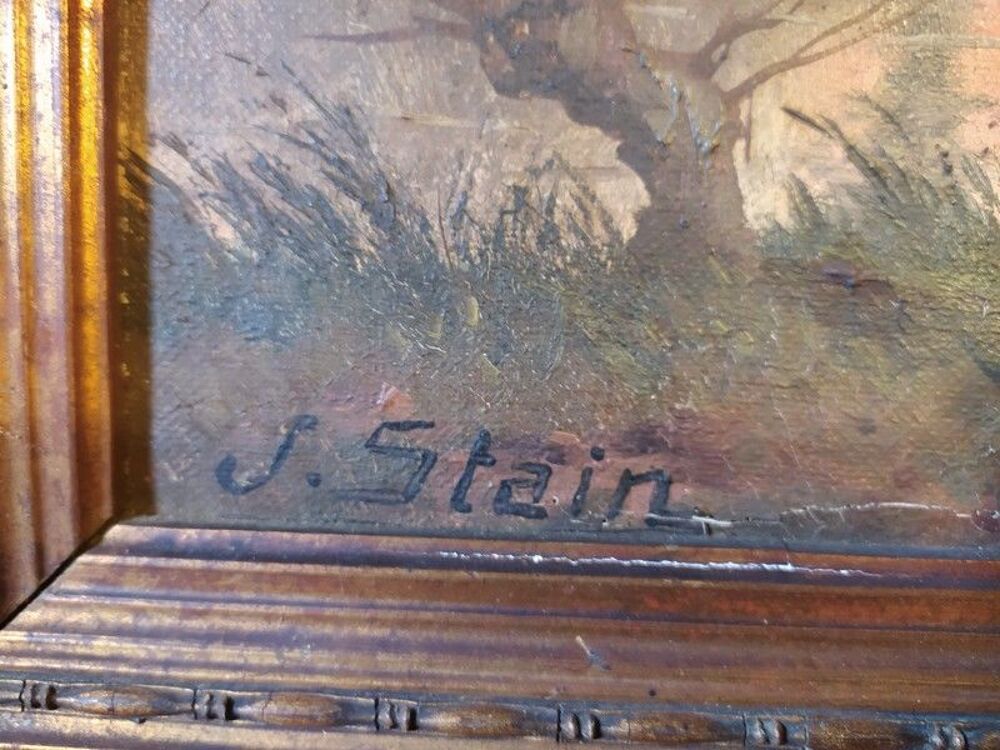 Tableau Paysage Sign&eacute; J. Stain &Eacute;cole de Barbizon XIX&egrave;me . 