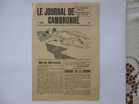 LE JOURNAL DE CAMBRONNE  . GUERRE 39/45  . TRES RARE  . 70 Urbs (68)