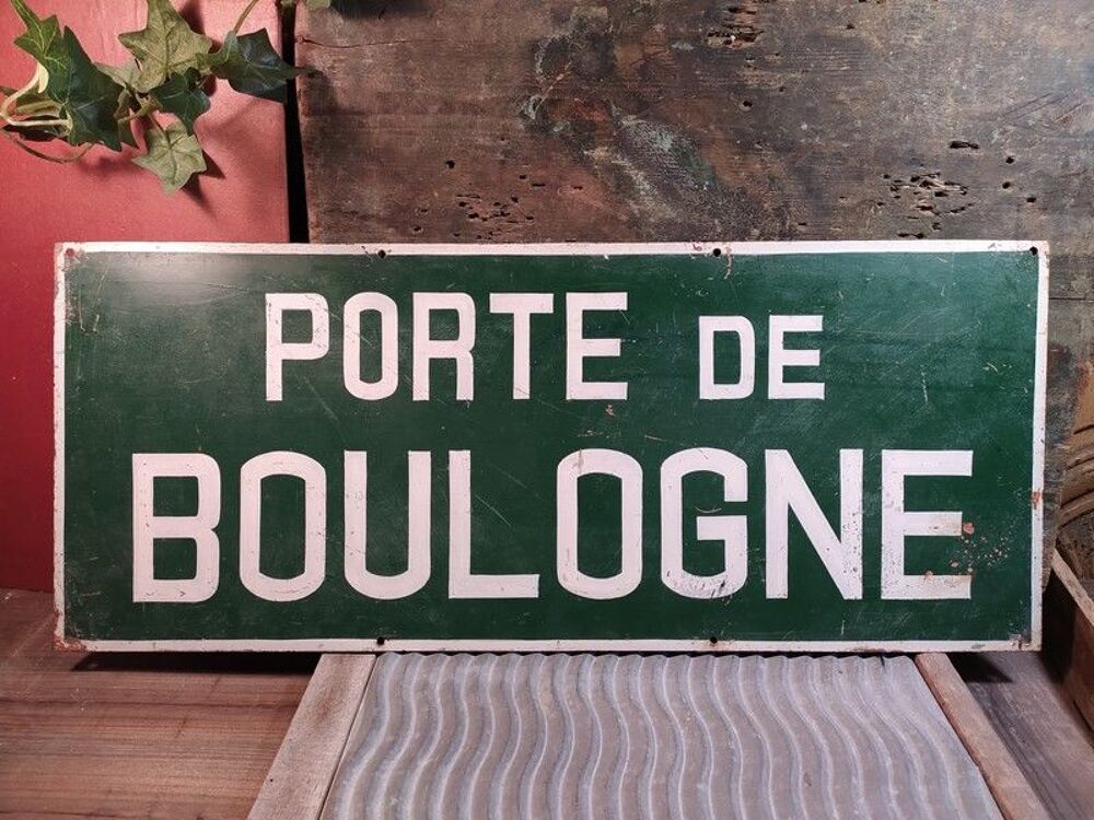 Ancien Panneau Plaque T&ocirc;le PORTE DE BOULOGNE Plaque de rue 