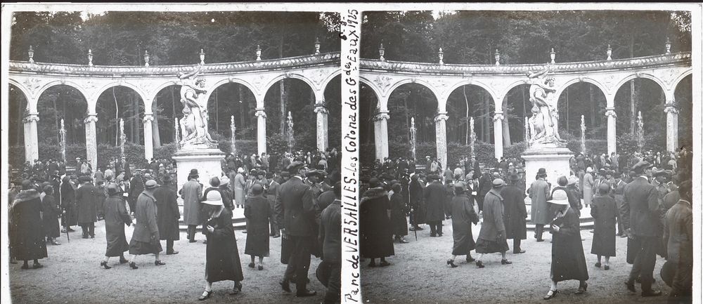 Boite de 14 Vues Photographies St&eacute;r&eacute;os Positifs Versailles. 