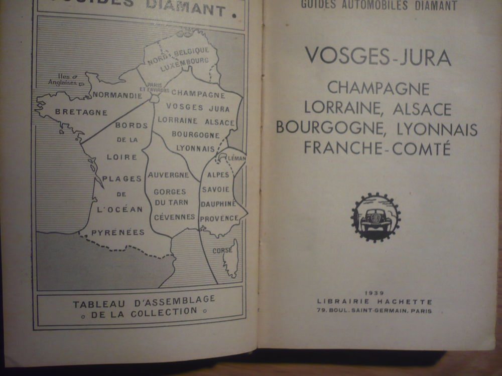 GUIDES AUTOMOBILES DIAMANT 1939 VOSGES- JURA - LORRAINE ... Livres et BD