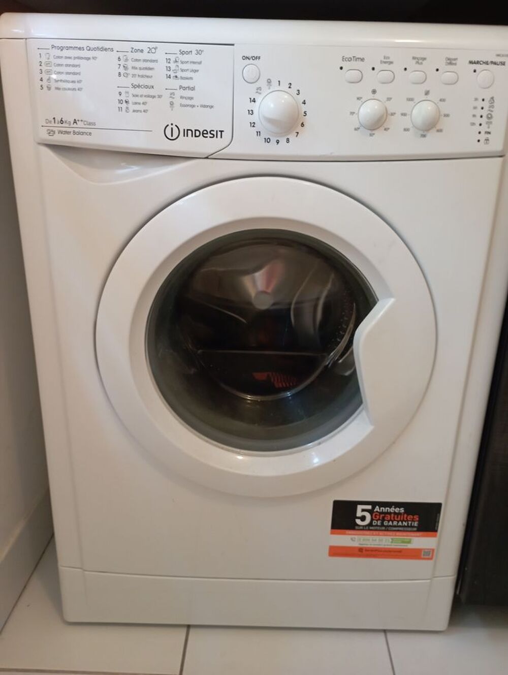 lave-linge Indesit 6kg A++ tr&egrave;s peu utilis&eacute;, bon &eacute;tat Electroménager