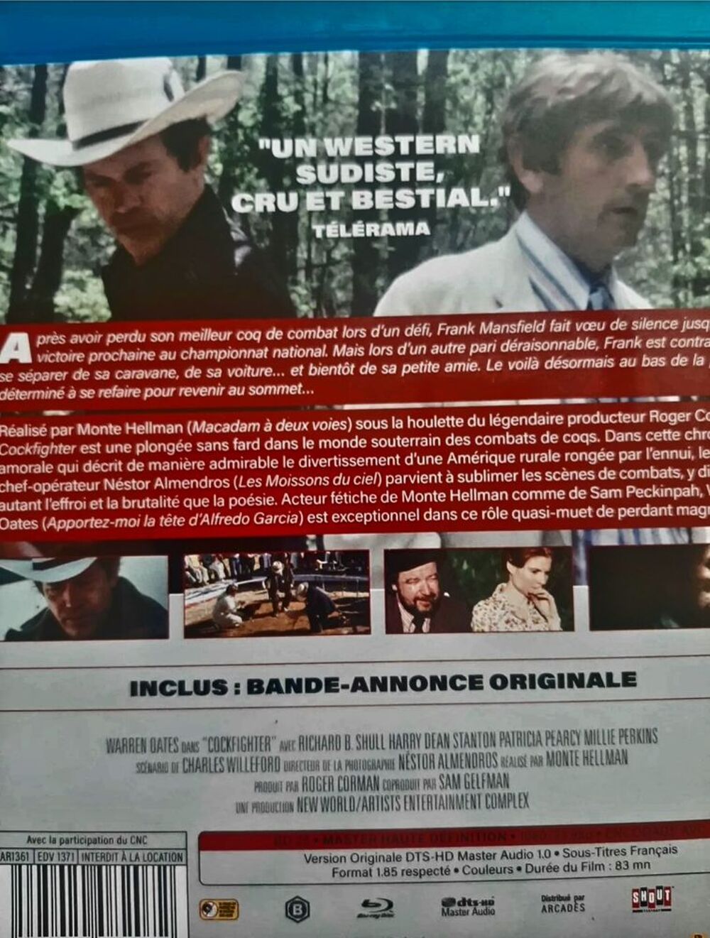 Cockfighter bluray DVD et blu-ray
