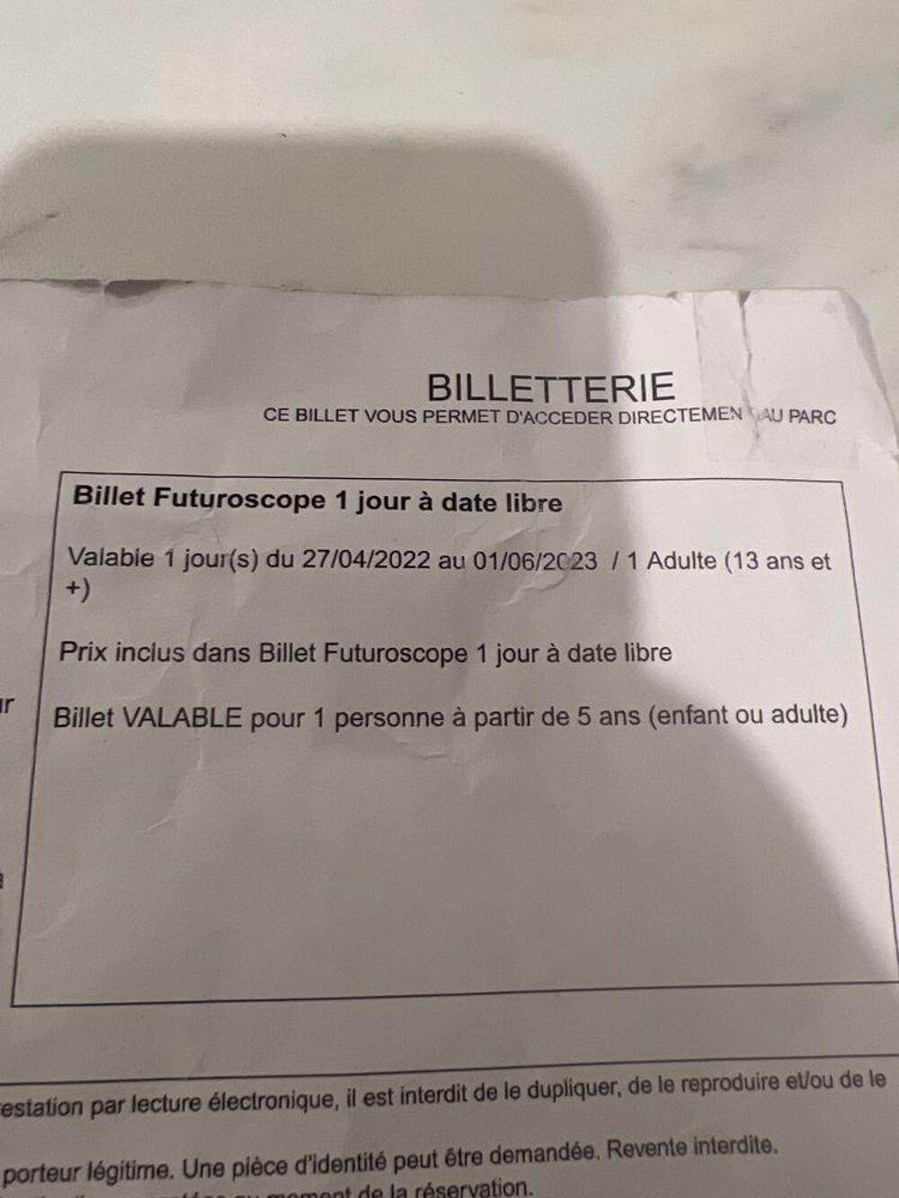 Billet Futuroscope 1 jour 1 personne Billetterie