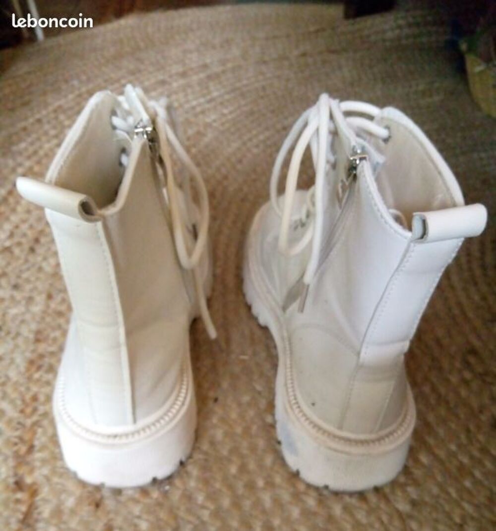 chaussure &agrave; lacets et zip blanches - taille 37 Chaussures