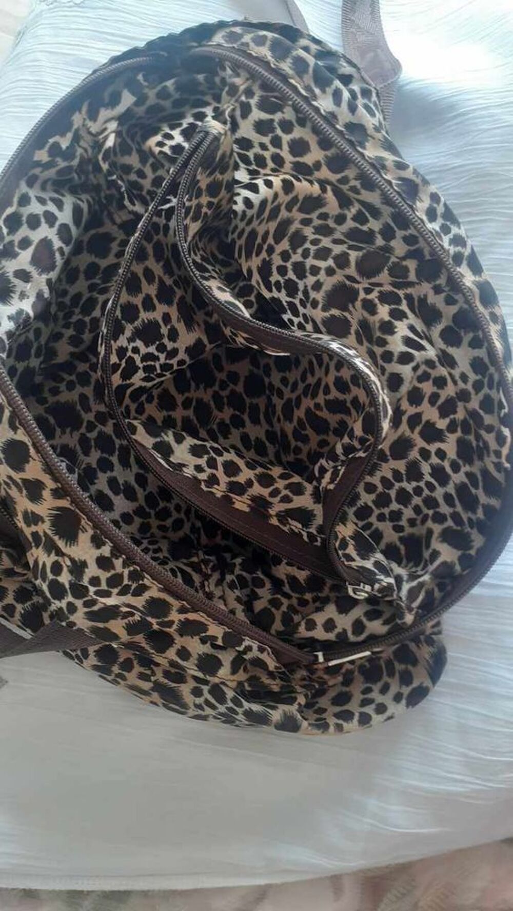 SAC BANDOULI&Egrave;RE /MAIN " LANCASTER" TISSUS "Animalier" Maroquinerie