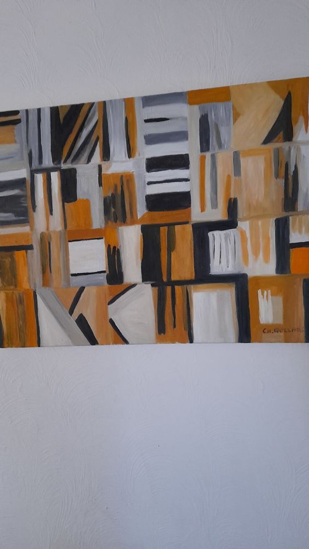 Tableau Abstrait Moderne &agrave; Motifs G&eacute;om&eacute;triques 70 cms sur 50 Décoration