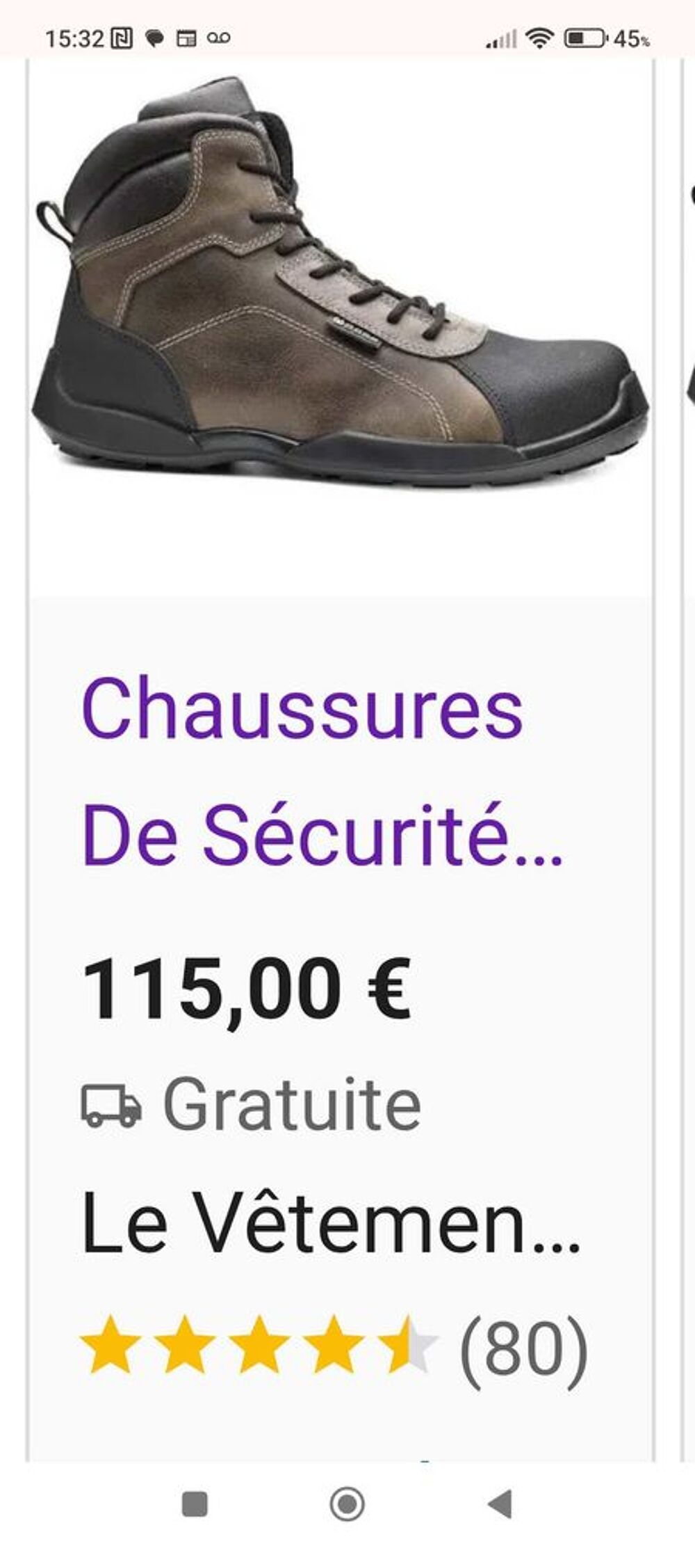   chaussures de sécurité taille 45 