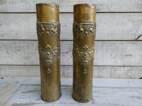 Superbes Douilles Graves Trench art 14-18 Poilu WW1 1 Loches (37)