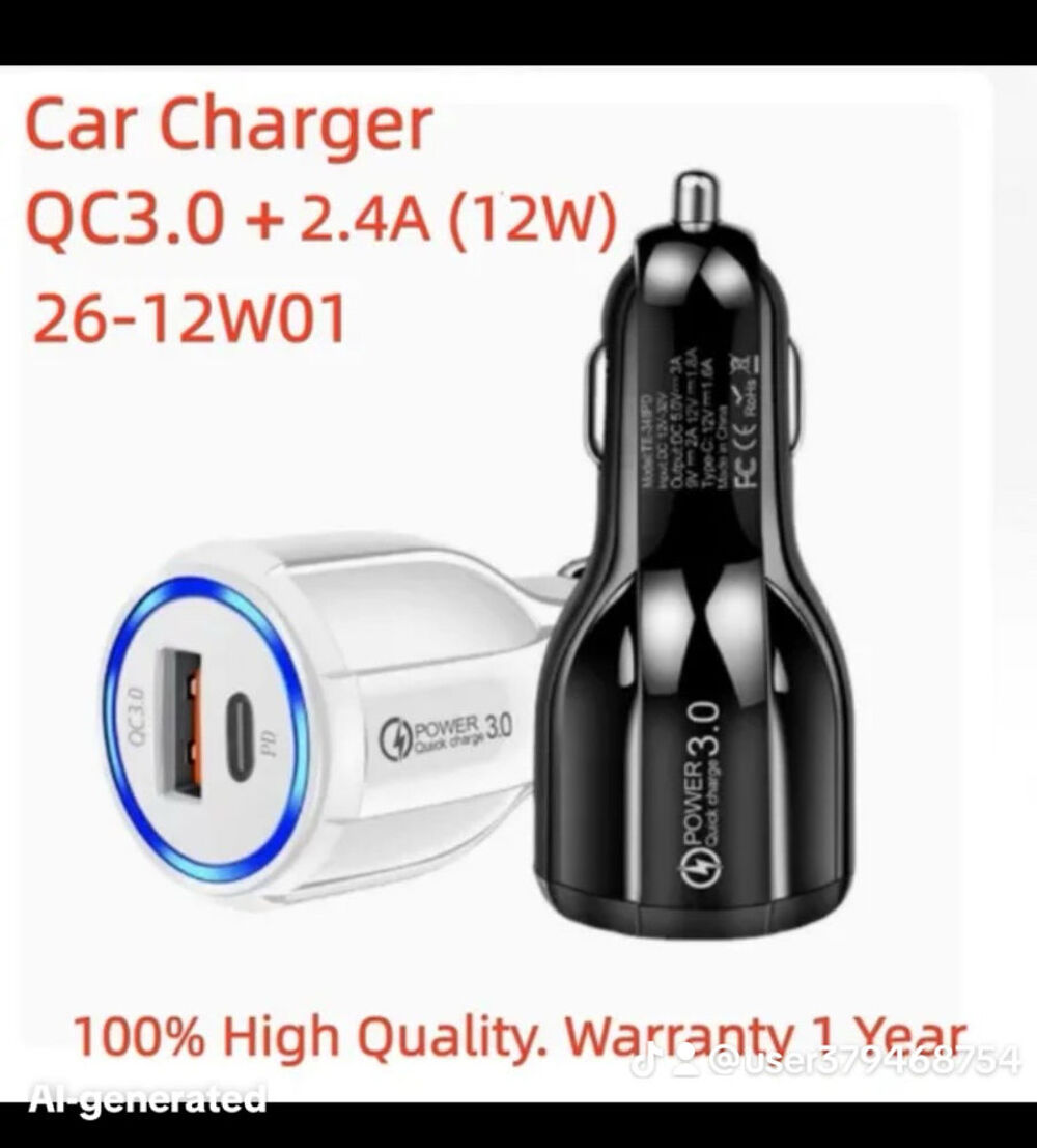 Chargeur rapide pour voiture, prise allume cigare Téléphones et tablettes