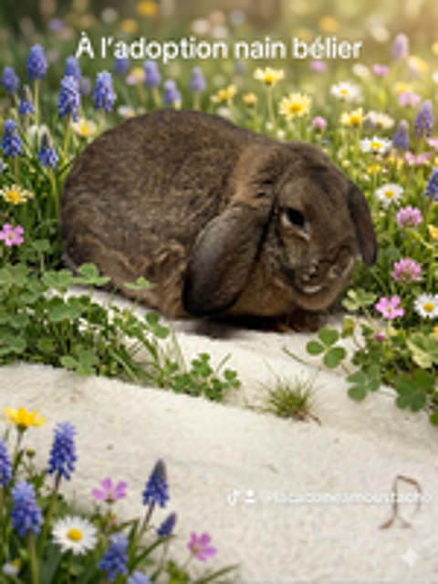   Lapin Nain Bélier GRIS GARENNE de race 