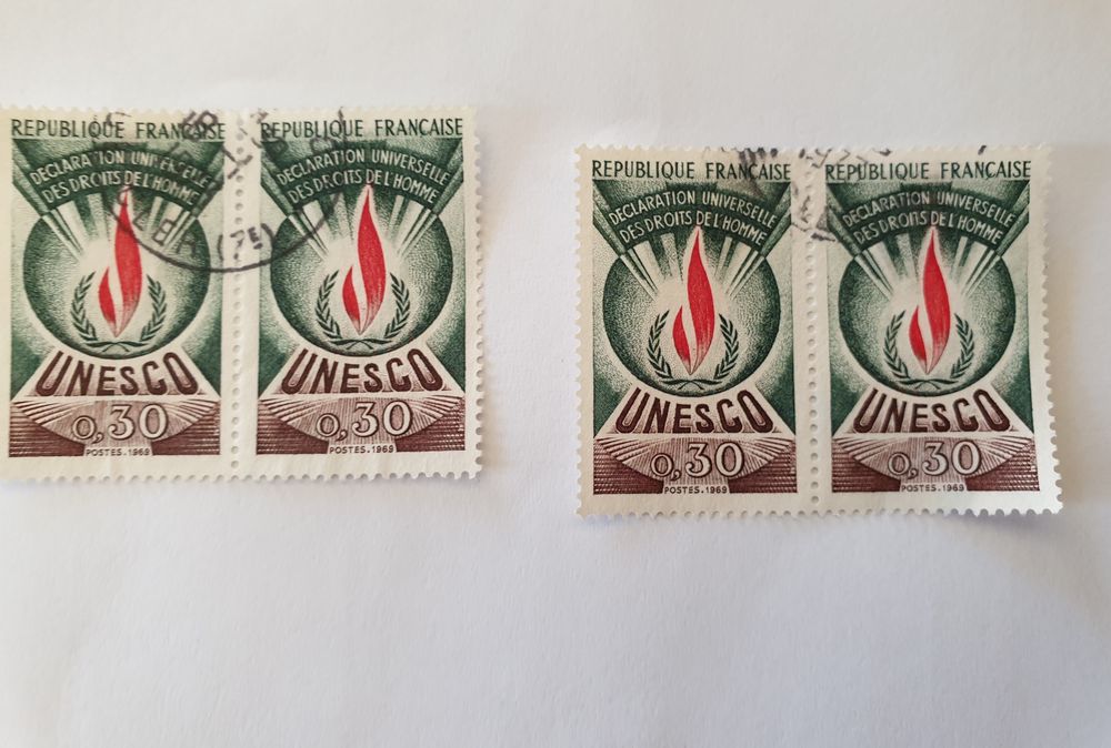 Timbre France Oblit&eacute;r&eacute; 1969-71 unesco d&eacute;claration universell 