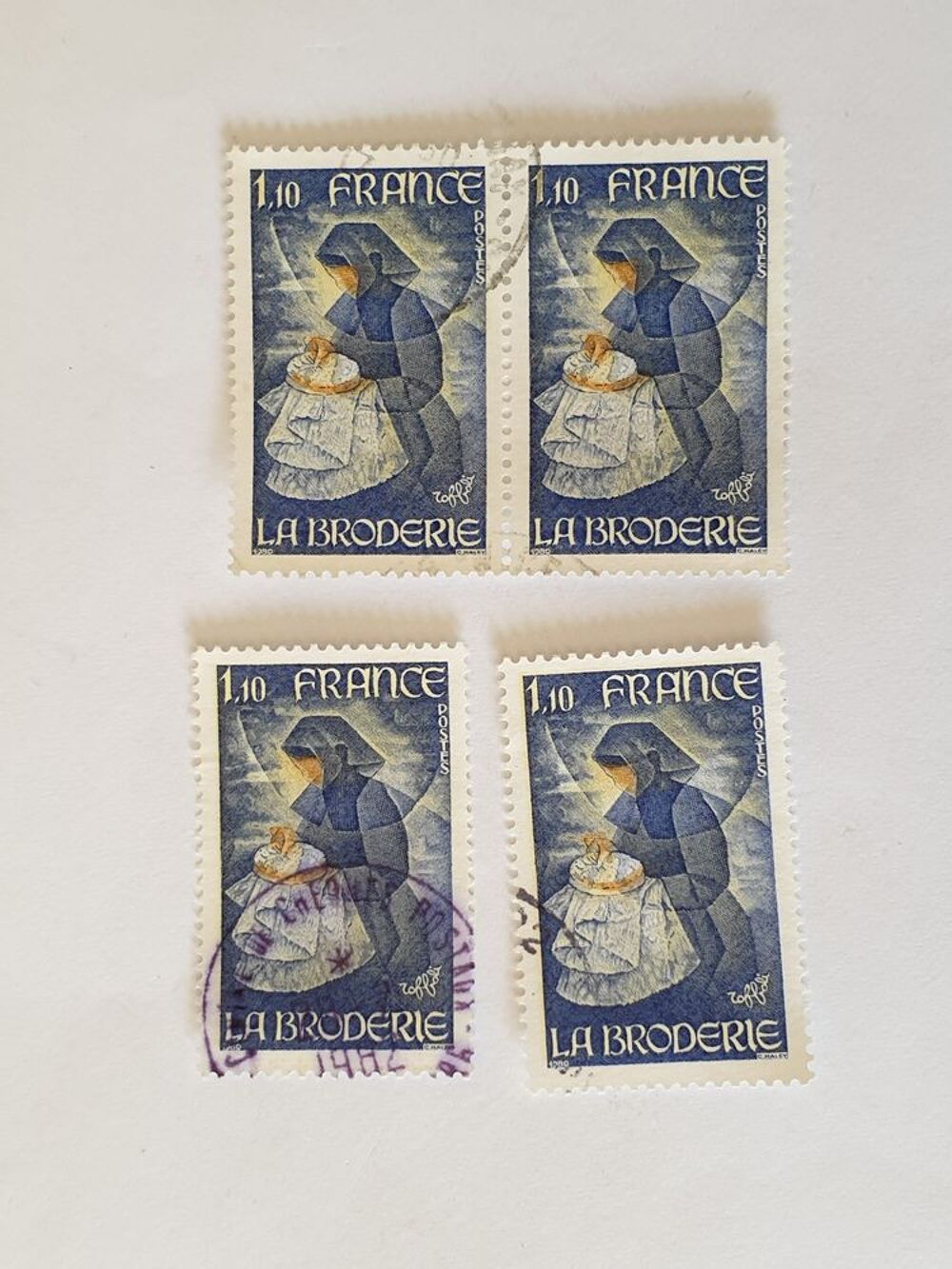 Timbre france M&eacute;tiers d'art - La broderie -1980- lot 0.40 eu 