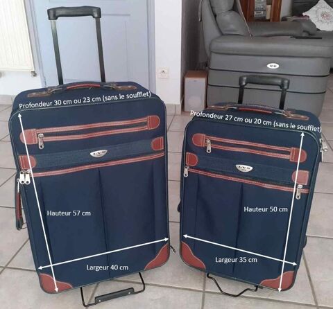 2 Valises LYS Paris en tissu bleu marine 35 Le Fenouiller (85)