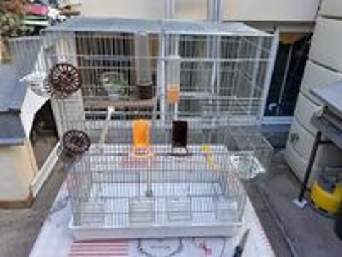   cage oiseaux  avec accessoires
dimensions 28x55x64  metal  
