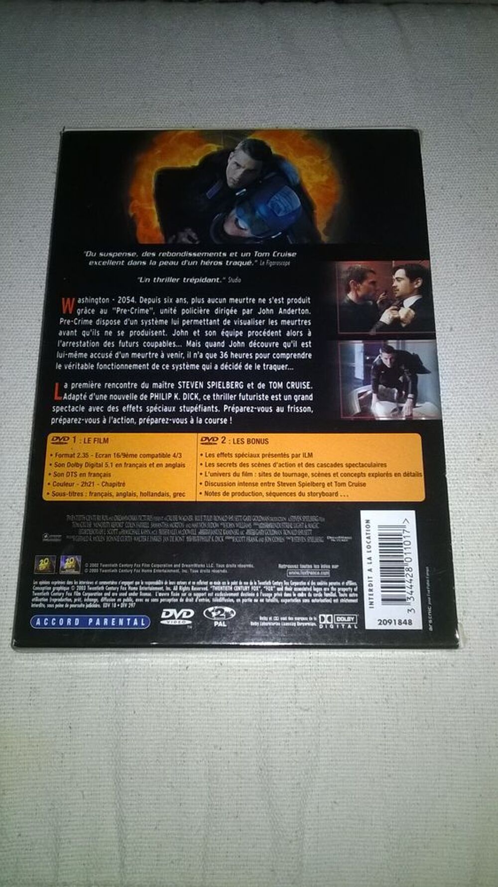 DVD Minority Report
Special Edition Tom Cruise
2003 DVD et blu-ray