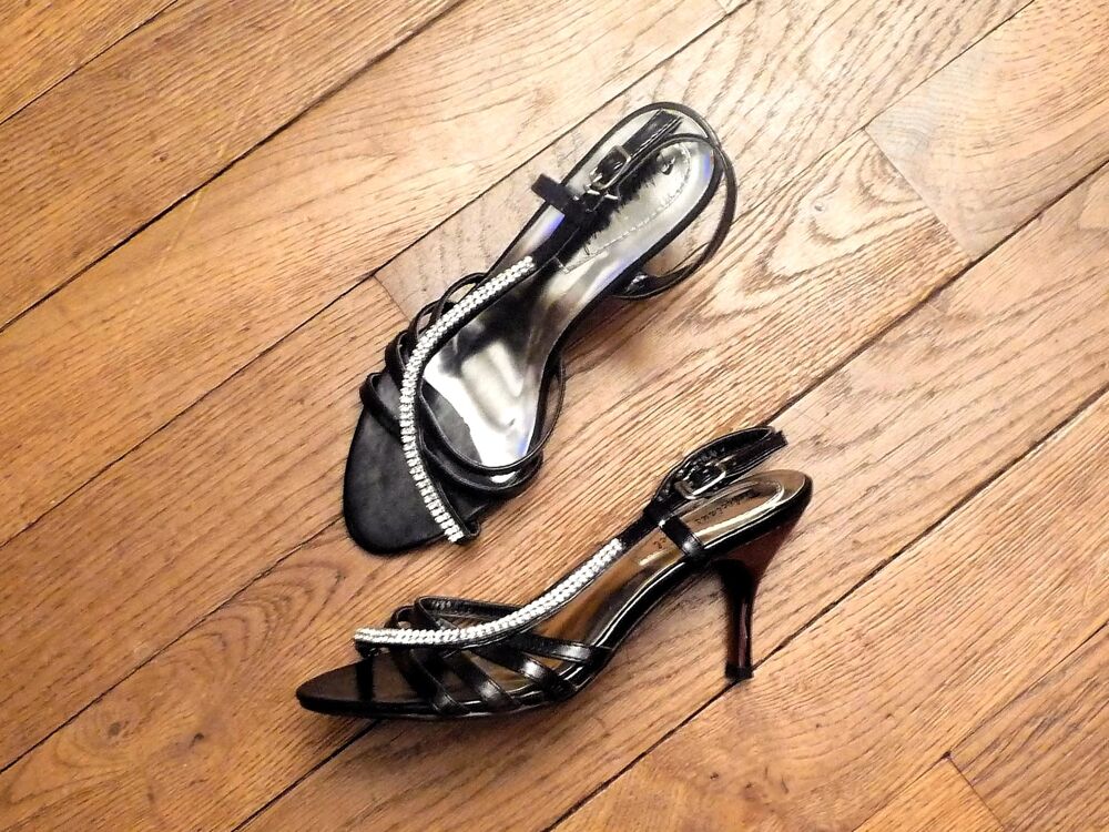 Escarpins Ouverts Talons Noir &agrave; Strass-Neuf- Delicious Angel Chaussures