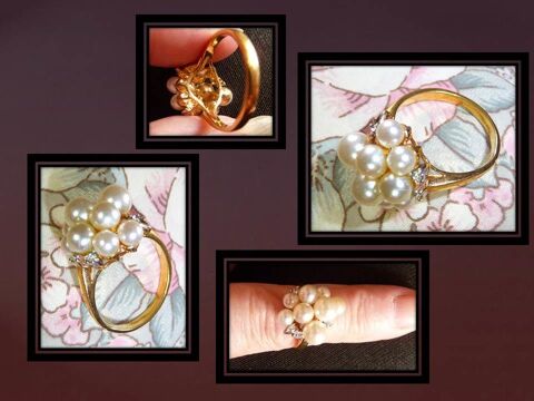 Bague  Murat  plaqu or perles et zircon 45 Nice (06)