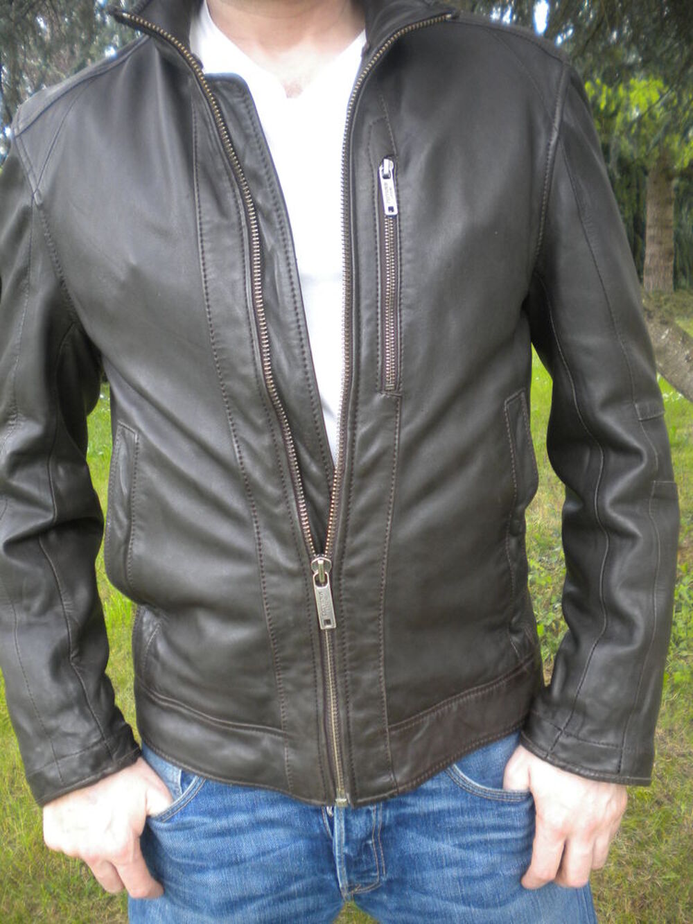 Magnifique blouson biker en cuir CHEVIGNON (M) Vêtements
