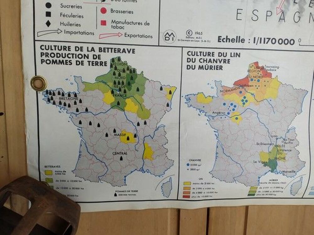 Carte Scolaire France L&eacute;gumes Fruits Fleurs / Cultures Indus 