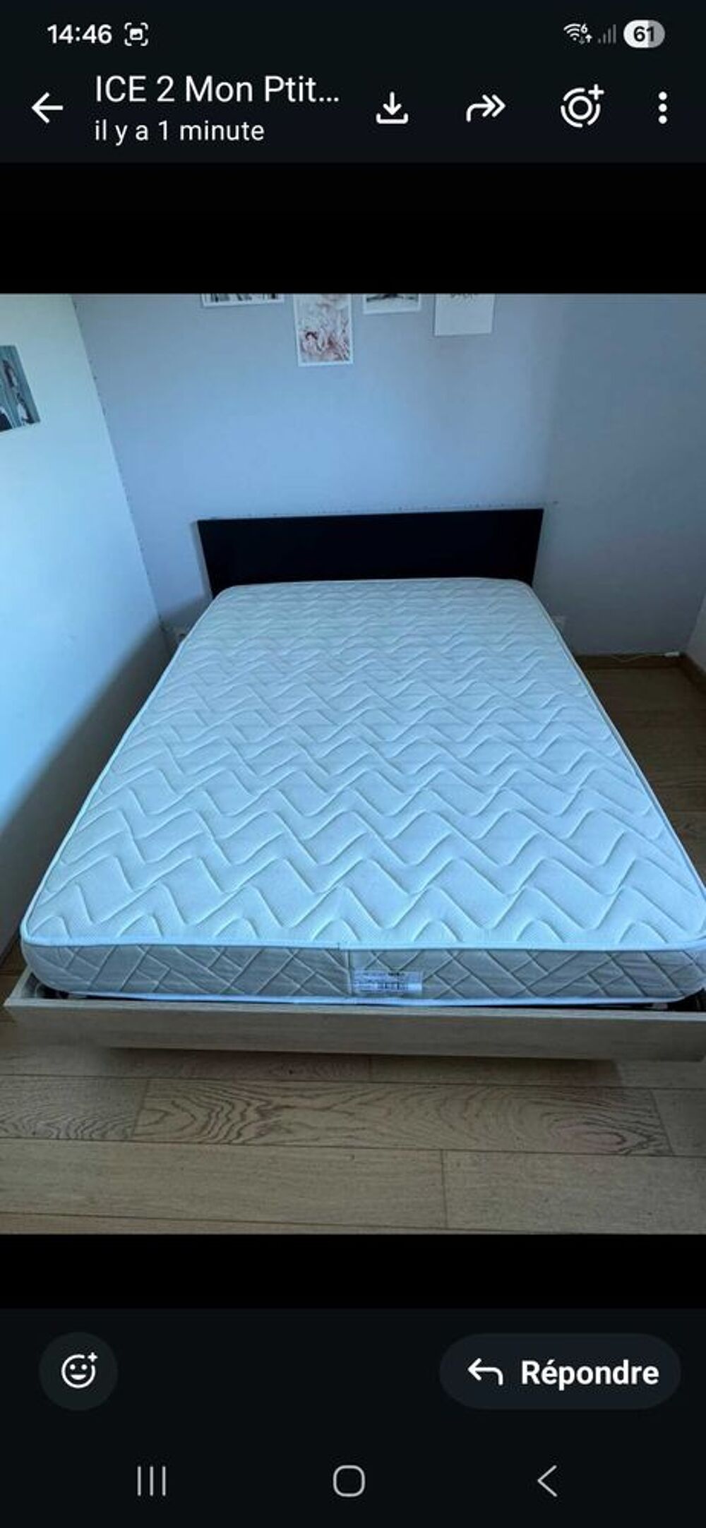 Lit double 140x190 + sommier + matelas Ep&eacute;da €" Bon &eacute;tat Meubles